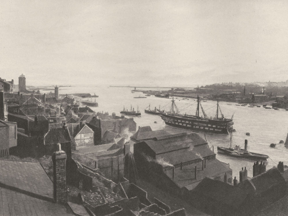 NORTHUMBERLAND. The Mouth of the Tyne 1901 old antique vintage print picture